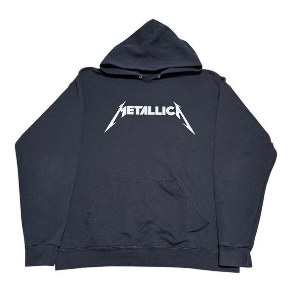 Metallica Spell Out White Logo Black Hoodie Sweatshirt Adult Large - Picture 1 of 4